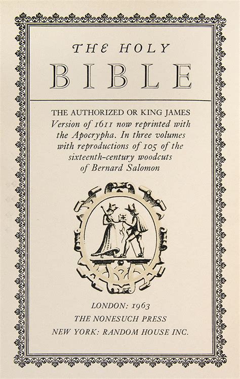 the holy bible the authorized or king james version of 1611 de [nonesuch press bible] 1963