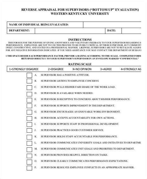 Free 7 Sample Supervisor Appraisal Forms In Pdf Ms Word