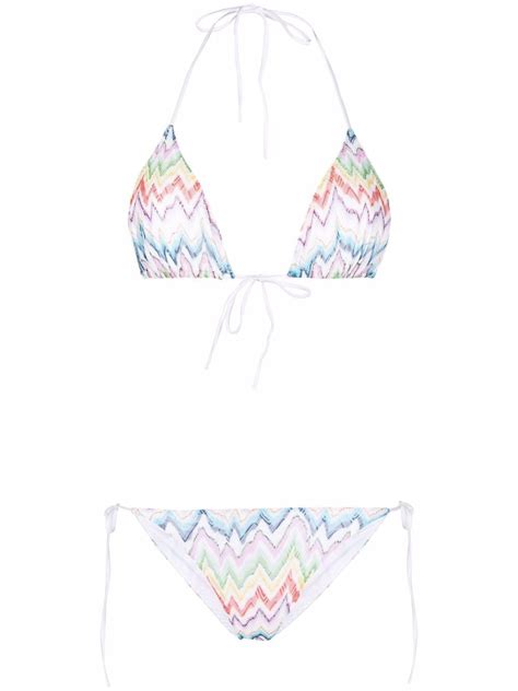 Missoni Chevron Triangle Bikini Set In Multicolor Modesens