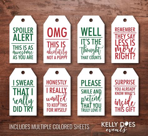 Funny Christmas Gift Tags Favor Tags Holiday Cards Humorous Instant Download Paper