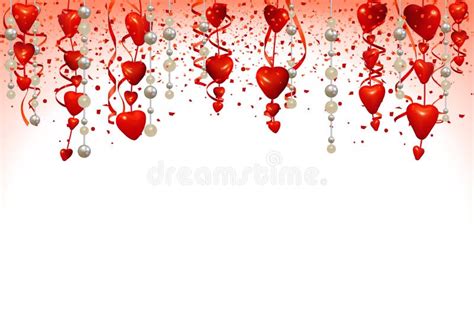 Valentine Background With Hanging Hearts Stock Vector Illustration Of