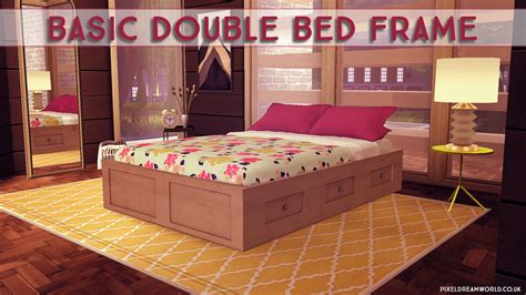Sims 4 Cc Finds — Pixeldreamworld Basic Double Bed Frame