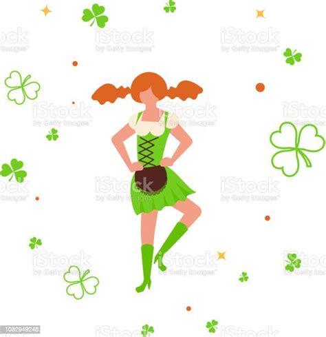 Cute Cartoon Girl Leprechaun Dancing Stock Illustration Download