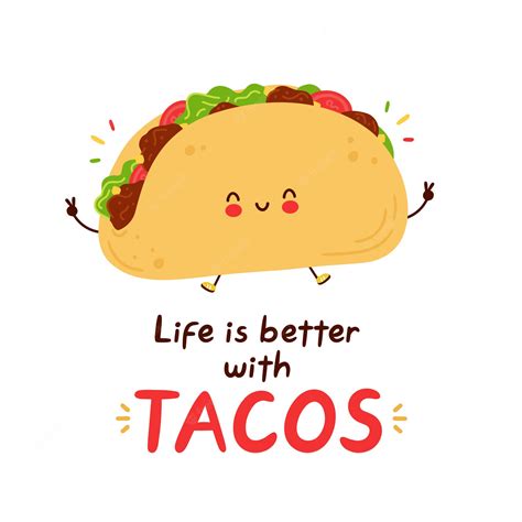 Premium Vector Cute Happy Funny Taco Cartoon Character Hand Drawn
