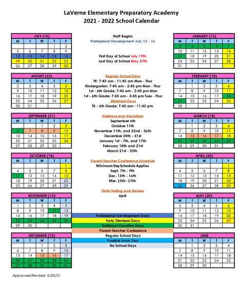 School Calendar 2021 2022 Lepacademy
