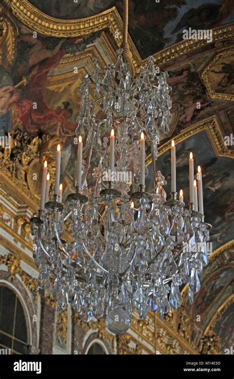 Chandelier Hanging On The Ceiling Of The Hall Of Mirrors Versailles