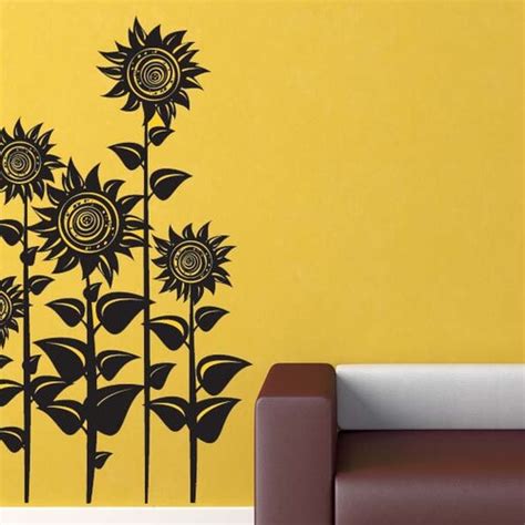 Sunflower Decor Sunflowers Floral Wall Decal Flower Etsy
