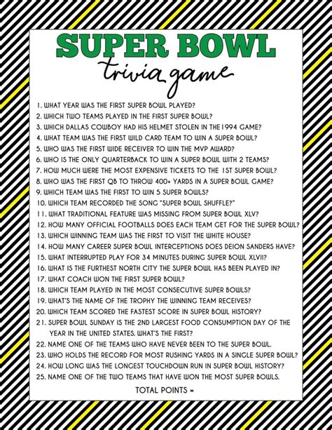 Super Bowl Trivia Game And Free Printable Question Cards Play Party Plan