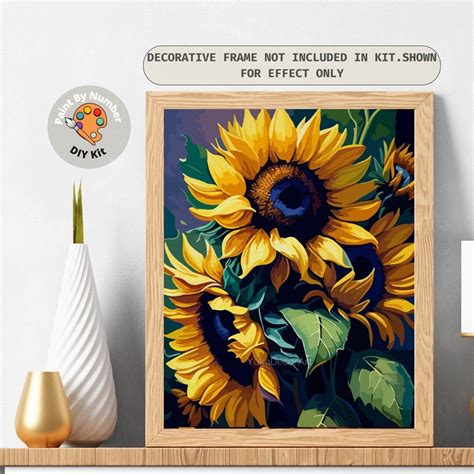 Sunflower Paint By Number Kit For Adults Floral Art Canvas Diy Easy