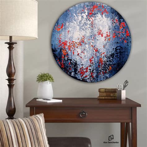 Circular Abstract Acrylic Painting On Round Stretched Canvas Original