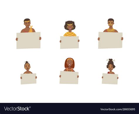 Smiling African Men And Women In Traditional Vector Image