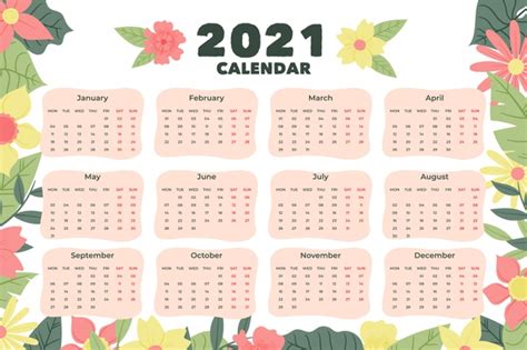 Sebentar lagi akan menginjak tahun 2021. Calendario año nuevo 2021 dibujado a mano | Vector Gratis