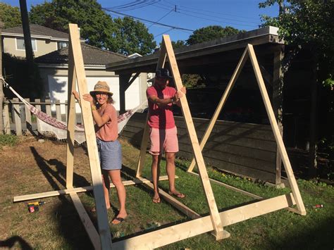 How We Diyed Our A Frame Playhouse In Our Backyard Petit Architect