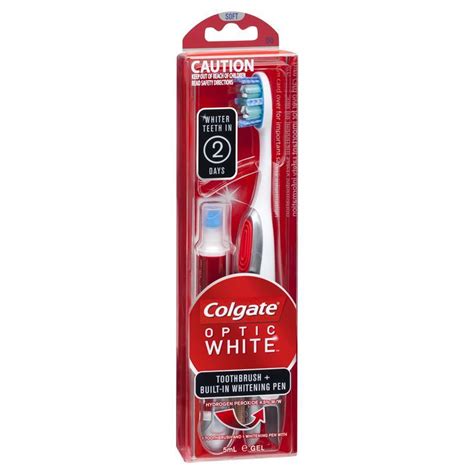 The colgate optic white whitening pen fits inside the toothbrush handle, so you wont forget to make it part of your daily routine. Buy Colgate Optic White Toothbrush + Whitening Pen Soft Online at Chemist Warehouse®