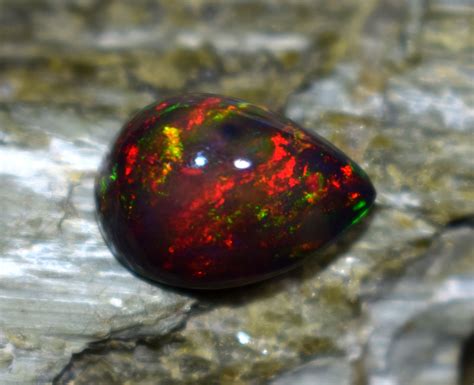 Red Fire Black Ethiopian Opal Gemstone Smooth Opal Size Etsy