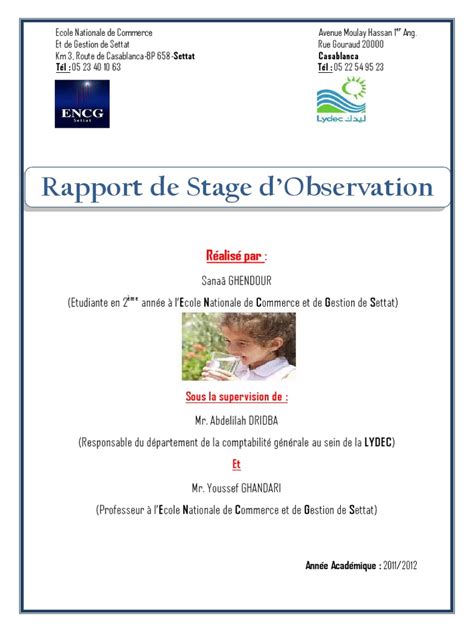 Exemple De Rapport De Stage En Biochimie Pdf  jermanmexi