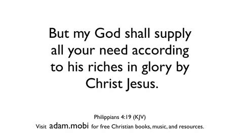 Philippians 419 But My God Shall Supply All Your Need Provision