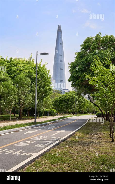 Bicycle Path Along Han River Seoul South Korea Stock Photo Alamy