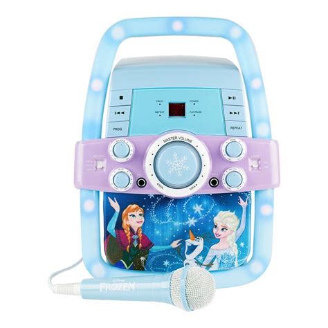 Disney Frozen Karaoke Machine Flashing Light Bar Kids Toy Cd Mic Dual