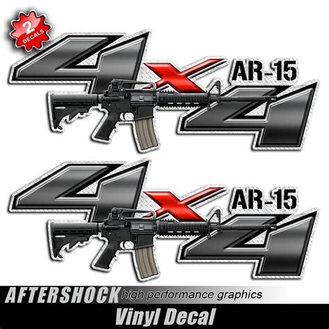 4x4 Ar 15 Assault Rifle Gun Decals Aftershock Decals