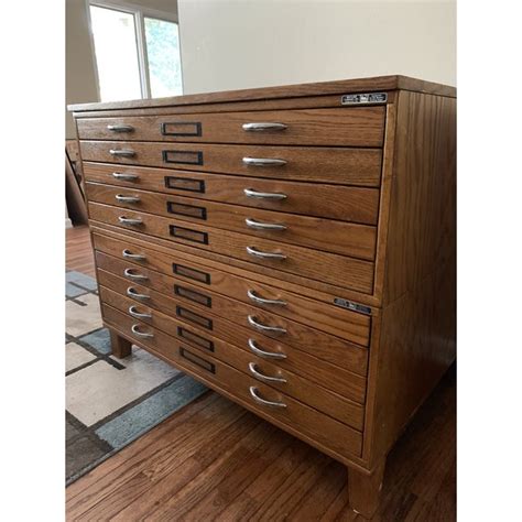 Choose the size that fits your flat file cabinets. Vintage Mayline 10-Drawer Blueprint Flat File Oak Cabinet ...