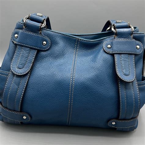 Tignanello Blue Genuine Pebble Leather Satchelshoulde Gem
