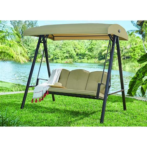 Hampton Bay Cunningham 3 Person Metal Outdoor Patio Swing With Canopy
