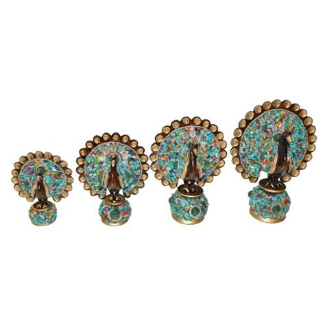 multicolor shrinath art gallery wooden dancing peacock with stone work export packaging at rs