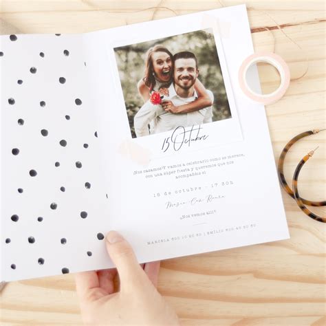 Invitaciones De Boda Con Foto Polaroid Para Añadir Imagen De Novios