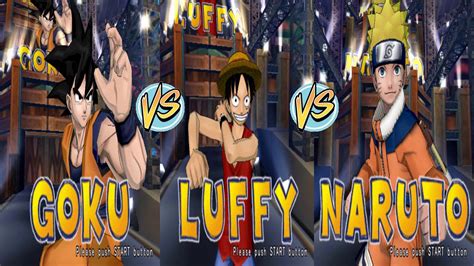 Naruto has more emotional scenes, but dragon ball z and one piece have their share too. Battle Stadium D.O.N: Goku vs Luffy vs Naruto - YouTube