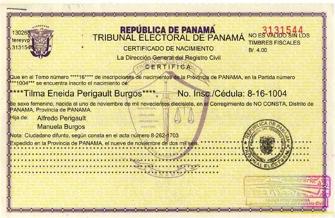 Certificado de nacimiento en Panamá2024