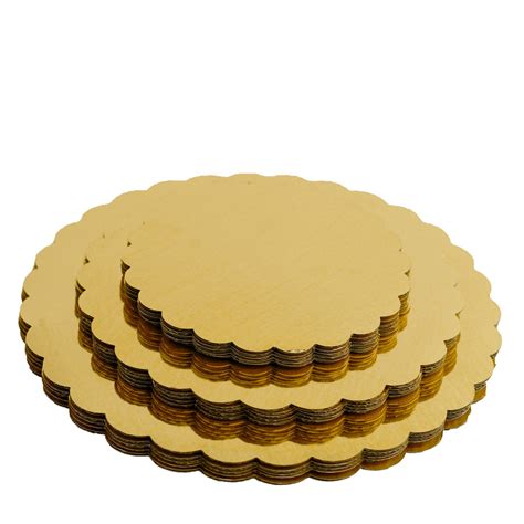 Set Of 18 Metallic Gold Round Cake Boards Scalloped Edge Cake Circle