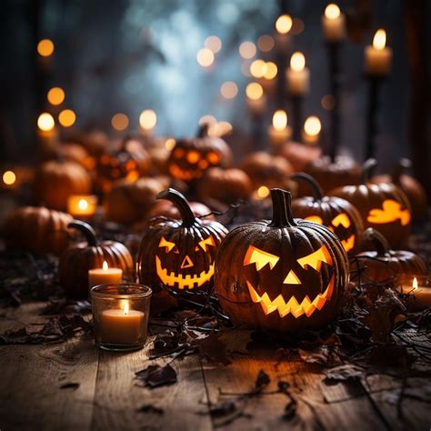 Premium Ai Image Photo Of Some Glowing Pumpkins For Halloween Celebration