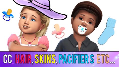 I hope you like them! The Sims 4 I TODDLER Custom Content finds 👶👗 I Hair, Skin, Earrings, Pacifiers, hats, Socks ...