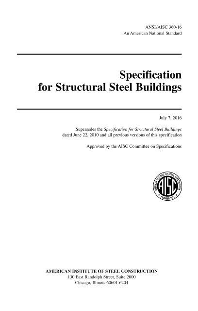 Specification For Structural Steel Buildings