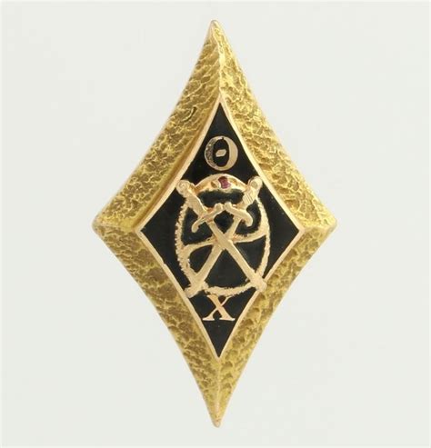 Rare Theta Chi Nugget Style Badge 14k Yellow Gold Fraternity Pin
