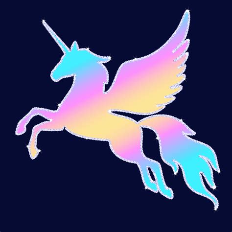 Silhouette Of Rainbow Flying Unicorn With Glitter And Sparkles Rainbow
