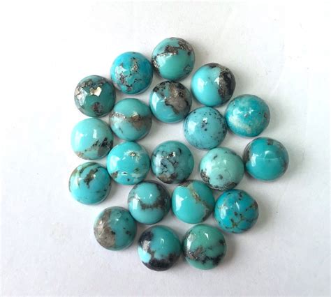 5 Pieces 6mm Round Natural Arizona Turquoise Cabochons Etsy