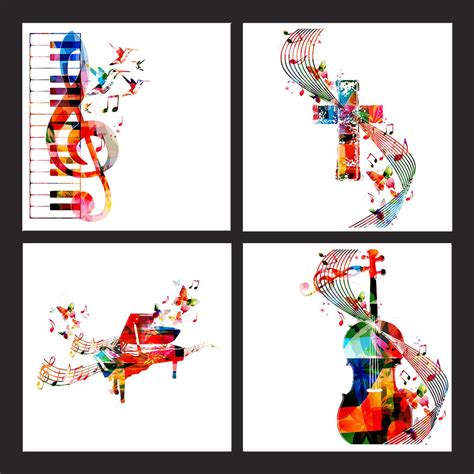 Hqrp letter stickers will help to protect your keyboard from small. Abstract Canvas Colorful Music Instruments Picture Piano ...