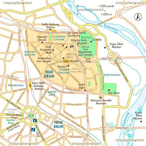 Delhi Top Tourist Attractions Map Old Delhi Map Showing Central