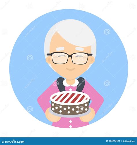 Grandmother With Cake Stock Vector Illustration Of Character 108254921