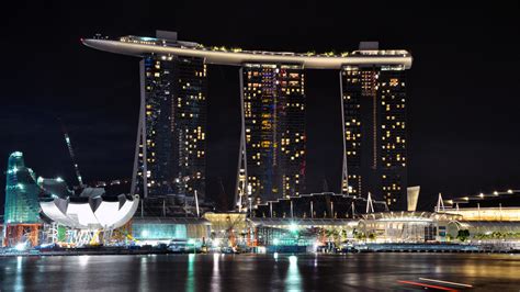 Night View Of Singapore Marina Sand Wallpaper Download 3840x2160