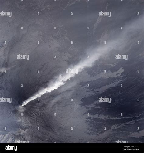 Klyuchevskaya Volcano Satellite Image Plumes Of Ash And Smoke Erupt