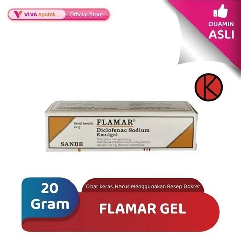 Jual Flamar Gel Diclofenac Na 10 Mg Nyeri Persendian 20 Gram