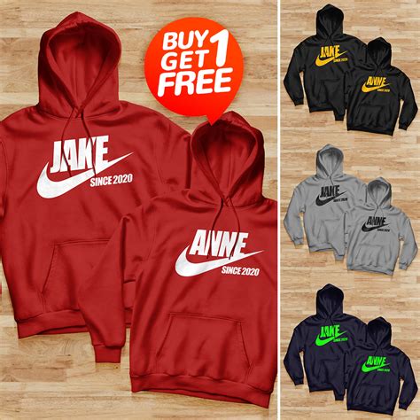 Buy 1 Take 1 Customized Name Couple Nike Hoodie Jacket Matching Design