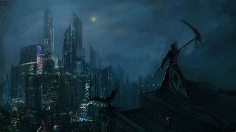 Dark Grim Reaper Horror Skeletons Skull Creepy Cities Night