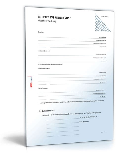 Dennoch gilt das wohnungsübergabeprotokoll als urkunde mit beweislast vor gericht. Betriebsvereinbarung Videoüberwachung | Vorlage zum Download
