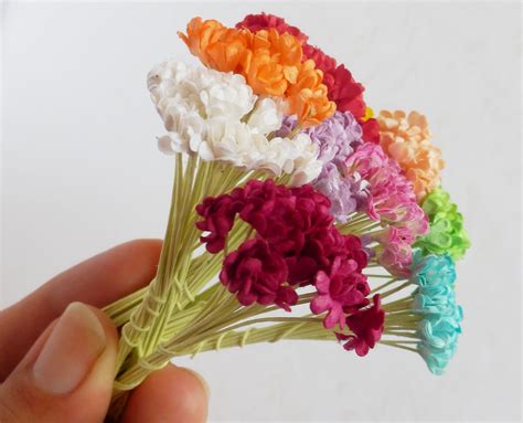 200 Miniature Paper Flowers Handmade Mulberry Paper Flower Etsy Uk