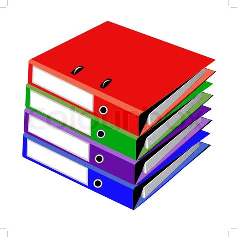 Pile Files For Office On White Stock Vector Colourbox