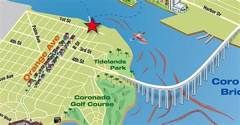 Coronado Island Kayak Map With San Diego In The Background © Eureka